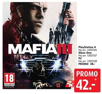 Promotions Playstation 4 mafia lll - 2K Games  - Valide de 10/12/2016 à 24/12/2016 chez Bart Smit