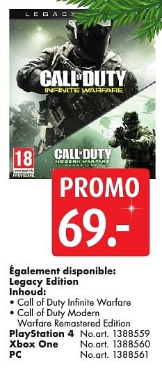 Promotions Playstation 4 call of duty infinite warfare - 2K Games  - Valide de 10/12/2016 à 24/12/2016 chez Bart Smit