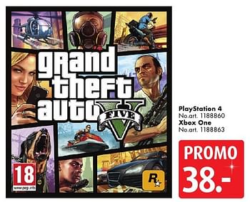 Promotions Playstation 4 grand theft auto v five - Rockstar Games - Valide de 10/12/2016 à 24/12/2016 chez Bart Smit