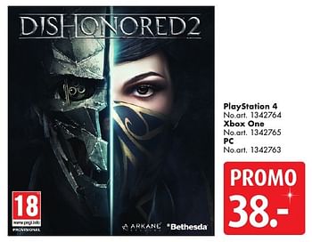 Promotions Dishonored 2 playstation 4 - Bethesda Game Studios - Valide de 10/12/2016 à 24/12/2016 chez Bart Smit