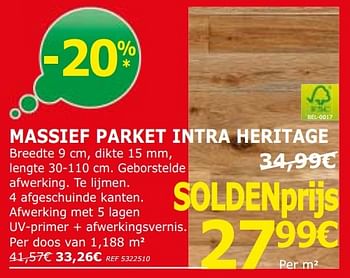 Promoties Massief parket intra heritage - Huismerk - BricoPlanit - Geldig van 03/01/2017 tot 23/01/2017 bij BricoPlanit