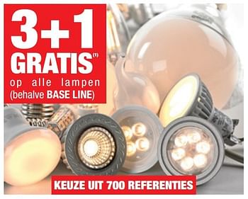 Promotions 3+1 gratis op alle lampen - Base Line - Valide de 03/01/2017 à 30/01/2017 chez Brico