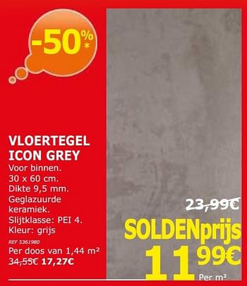 Promotions Vloertegel icon grey - Produit maison - BricoPlanit - Valide de 03/01/2017 à 23/01/2017 chez BricoPlanit