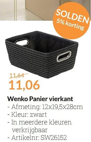 Promoties Wenko panier vierkant - Wenko - Geldig van 01/01/2017 tot 31/01/2017 bij Sanitairwinkel