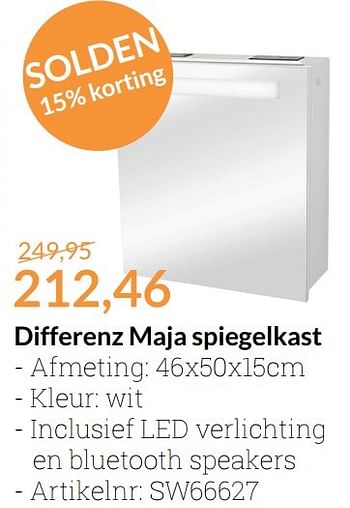 Promoties Differenz maja spiegelkast - DIFFERENZ - Geldig van 01/01/2017 tot 31/01/2017 bij Sanitairwinkel