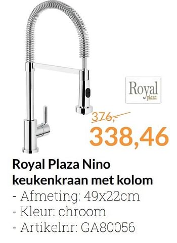Promoties Royal plaza nino keukenkraan met kolom - Royal Plaza - Geldig van 01/01/2017 tot 31/01/2017 bij Sanitairwinkel