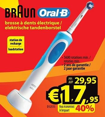 Promoties Braun brosse à dents électrique - elektrische tandenborstel d12513 - Braun - Geldig van 02/01/2017 tot 31/01/2017 bij ElectroStock
