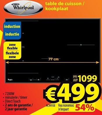 Promotions Whirlpool table de cuisson - kookplaat acm938 - Whirlpool - Valide de 02/01/2017 à 31/01/2017 chez ElectroStock