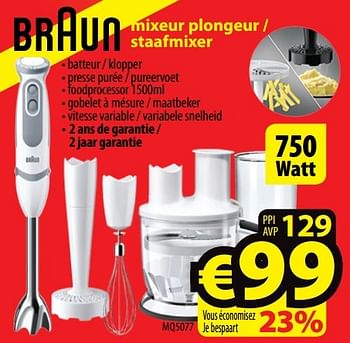 Promoties Braun mixeur plongeur - staafmixer mq5077 - Braun - Geldig van 02/01/2017 tot 31/01/2017 bij ElectroStock