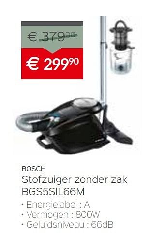 Promoties Bosch stofzuiger zonder zak bgs5sil66m - Bosch - Geldig van 03/01/2017 tot 31/01/2017 bij Selexion