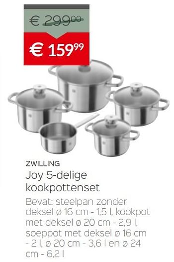 Promoties Zwilling joy 5-delige kookpottenset - Zwilling - Geldig van 03/01/2017 tot 31/01/2017 bij Selexion