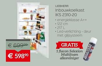 Promotions Liebherr inbouwkoelkast iks 2310-20 - Liebherr - Valide de 03/01/2017 à 31/01/2017 chez Selexion