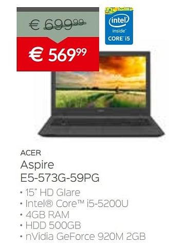 Promoties Acer aspire e5-573g-59pg - Acer - Geldig van 03/01/2017 tot 31/01/2017 bij Selexion