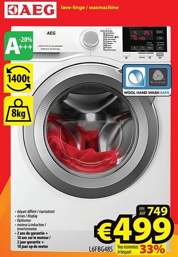 Promotions Aeg lave-linge - wasmachine l6fbg48s - AEG - Valide de 02/01/2017 à 31/01/2017 chez ElectroStock