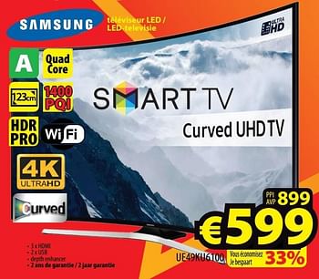 Promotions Samsung téléviseur led - led-televisie ue49ku6100 - Samsung - Valide de 02/01/2017 à 31/01/2017 chez ElectroStock