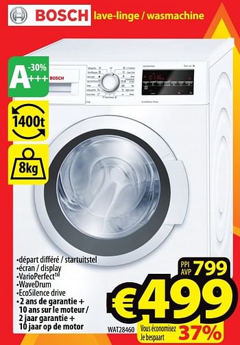 Promotions Bosch lave-linge - wasmachine wat28460 - Bosch - Valide de 02/01/2017 à 31/01/2017 chez ElectroStock