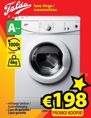 Promotions Falda lave-linge - wasmachine fawm126 - Falda - Valide de 02/01/2017 à 31/01/2017 chez ElectroStock