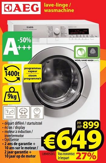 Promotions Aeg lave-linge - wasmachine l89495dfl - AEG - Valide de 02/01/2017 à 31/01/2017 chez ElectroStock