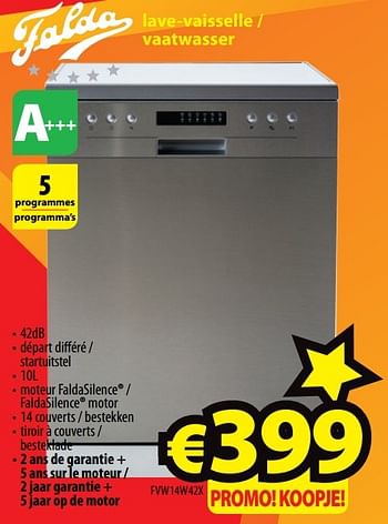 Promotions Falda lave-vaisselle - vaatwasser fvw14w42x - Falda - Valide de 02/01/2017 à 31/01/2017 chez ElectroStock