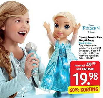 Promotions Disney frozen elsa sing a long - Disney  Frozen - Valide de 03/01/2017 à 31/01/2017 chez Bart Smit