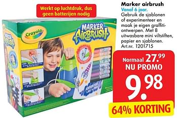 Promoties Marker airbrush - Crayola - Geldig van 03/01/2017 tot 31/01/2017 bij Bart Smit