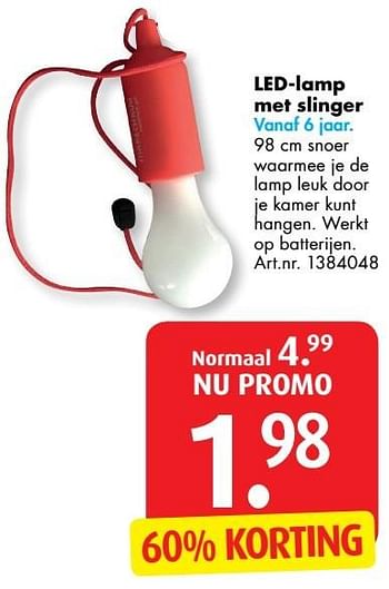 Promoties Led-lamp met slinger - Huismerk - Bart Smit - Geldig van 03/01/2017 tot 31/01/2017 bij Bart Smit