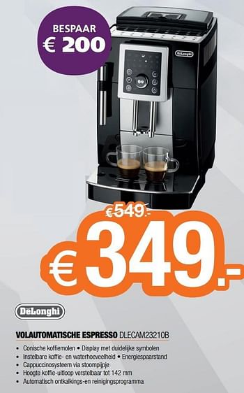 Promoties Delonghi volautomatische espresso dlecam23210b - Delonghi - Geldig van 02/01/2017 tot 31/01/2017 bij Expert