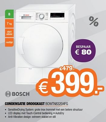 Promoties Bosch condensatie droogkast bowtn83204fg - Bosch - Geldig van 02/01/2017 tot 31/01/2017 bij Expert