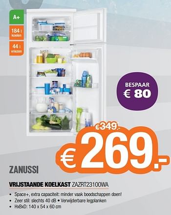 Promoties Zanussi vrijstaande koelkast zazrt23100wa - Zanussi - Geldig van 02/01/2017 tot 31/01/2017 bij Expert