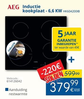 Promoties Aeg inductie kookplaat hk604200ib - AEG - Geldig van 03/01/2017 tot 15/01/2017 bij Eldi