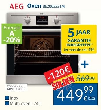 Promoties Aeg oven be2003221m - AEG - Geldig van 03/01/2017 tot 15/01/2017 bij Eldi