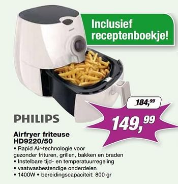 Promoties Philips airfryer friteuse hd9220-50 - Philips - Geldig van 02/01/2017 tot 31/01/2017 bij ElectronicPartner