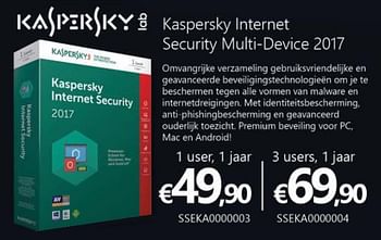 Promoties Kaspersky internet security multi-device 2017 - Kaspersky - Geldig van 19/12/2016 tot 23/01/2017 bij Compudeals