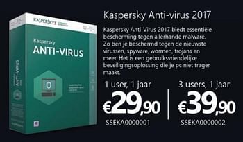Promoties Kaspersky anti-virus 2017 - Kaspersky - Geldig van 19/12/2016 tot 23/01/2017 bij Compudeals