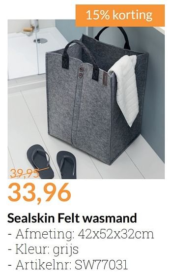 Promoties Sealskin felt wasmand - Sealskin - Geldig van 01/02/2017 tot 28/02/2017 bij Sanitairwinkel