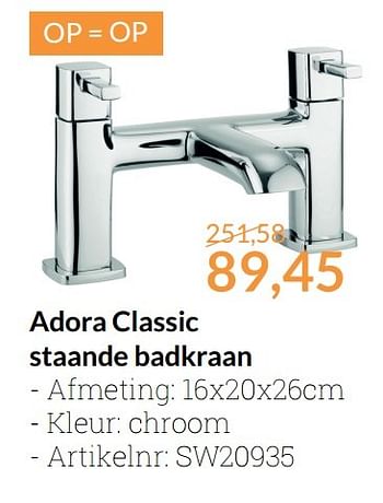 Promoties Adora classic staande badkraan - Adora - Geldig van 01/02/2017 tot 28/02/2017 bij Sanitairwinkel