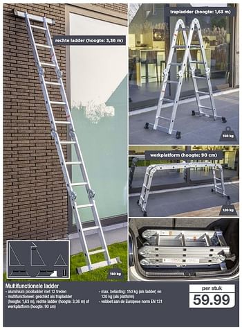 Elegantie belegd broodje Giotto Dibondon Huismerk - Aldi Multifunctionele ladder - Promotie bij Aldi