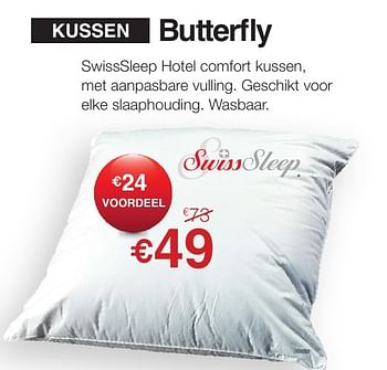Promoties Kussen butterfly - Swiss Sleep - Geldig van 01/01/2017 tot 01/02/2017 bij Sleepworld