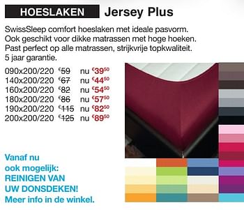 Promoties Hoeslaken jersey plus - Huismerk - Sleepworld - Geldig van 01/01/2017 tot 01/02/2017 bij Sleepworld