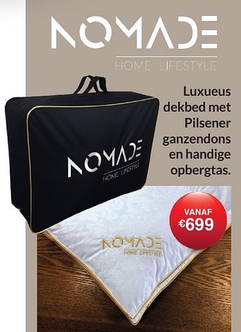 Promoties Luxueus dekbed met pilsener ganzendons en handige opbergtas - Nomade - Geldig van 01/01/2017 tot 01/02/2017 bij Sleepworld
