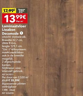 Promoties Laminaatvloer lissabon decomode - DecoMode - Geldig van 31/01/2017 tot 20/02/2017 bij BricoPlanit