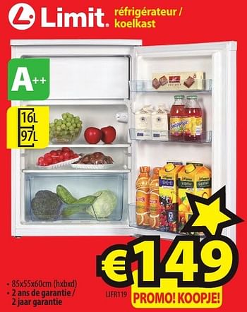Promoties Limit réfrigérateur - koelkast lifr119 - Limit - Geldig van 01/02/2017 tot 28/02/2017 bij ElectroStock