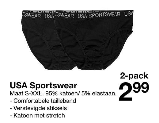 Huismerk Zeeman Slip usa sportswear Promotie bij Zeeman