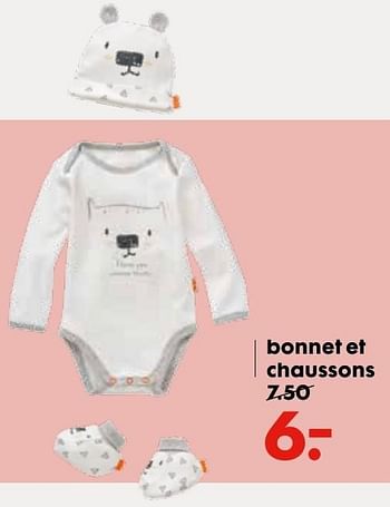 Promotions Bonnet et chaussons - Produit maison - Hema - Valide de 01/02/2017 à 21/02/2017 chez Hema