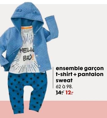 Promotions Ensemble garçon t-shirt + pantalon sweat - Produit maison - Hema - Valide de 01/02/2017 à 21/02/2017 chez Hema