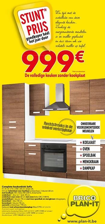 Promoties Complete keukenblok sofia - Huismerk - BricoPlanit - Geldig van 21/02/2017 tot 06/03/2017 bij BricoPlanit