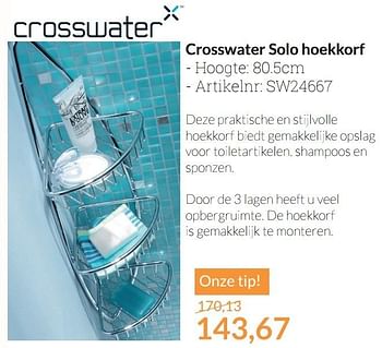 Promoties Crosswater solo hoekkorf - Crosswater - Geldig van 01/03/2017 tot 31/03/2017 bij Sanitairwinkel