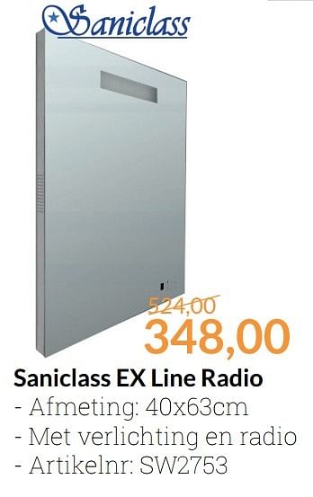 Promoties Saniclass ex line radio - Saniclass - Geldig van 01/03/2017 tot 31/03/2017 bij Sanitairwinkel