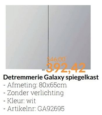 Promoties Detremmerie galaxy spiegelkast - Detremmerie - Geldig van 01/03/2017 tot 31/03/2017 bij Sanitairwinkel
