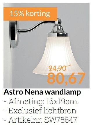 Promoties Astro nena wandlamp - Astro - Geldig van 01/03/2017 tot 31/03/2017 bij Sanitairwinkel